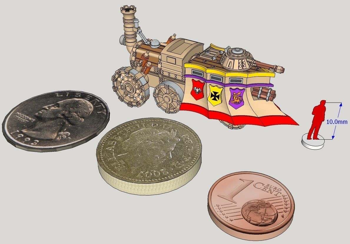 10mm Imperious Heavy Tri-Gun Steam-Tank 3D print model_2