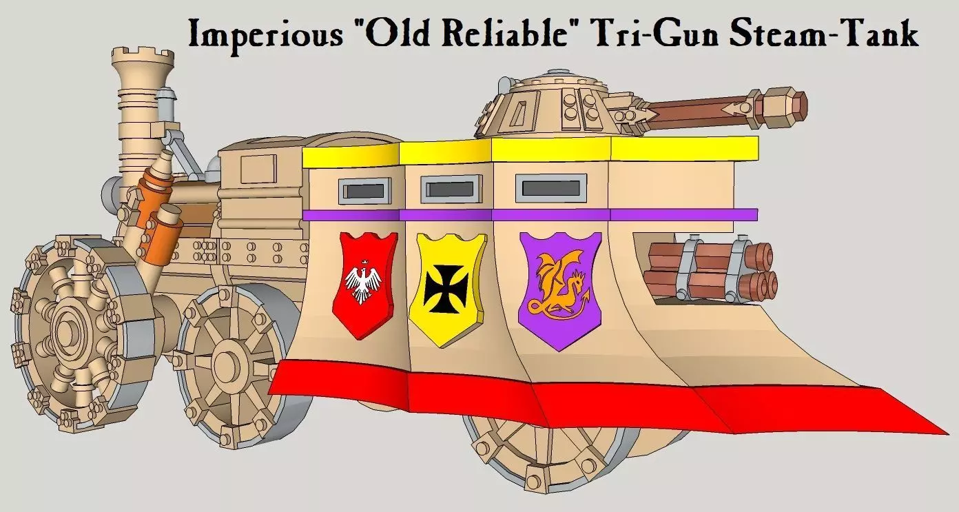 10mm Imperious Heavy Tri-Gun Steam-Tank 3D print model_0