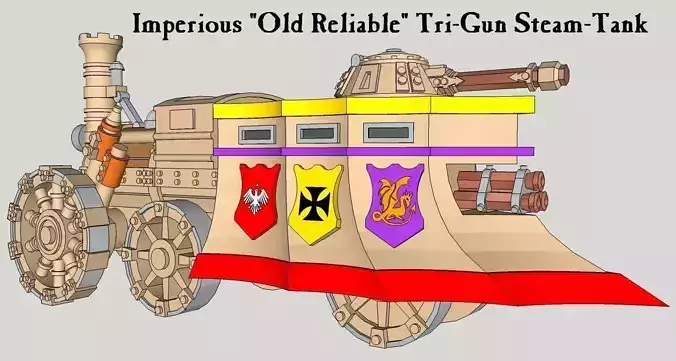 10mm Imperious Heavy Tri-Gun Steam-Tank 3D print model