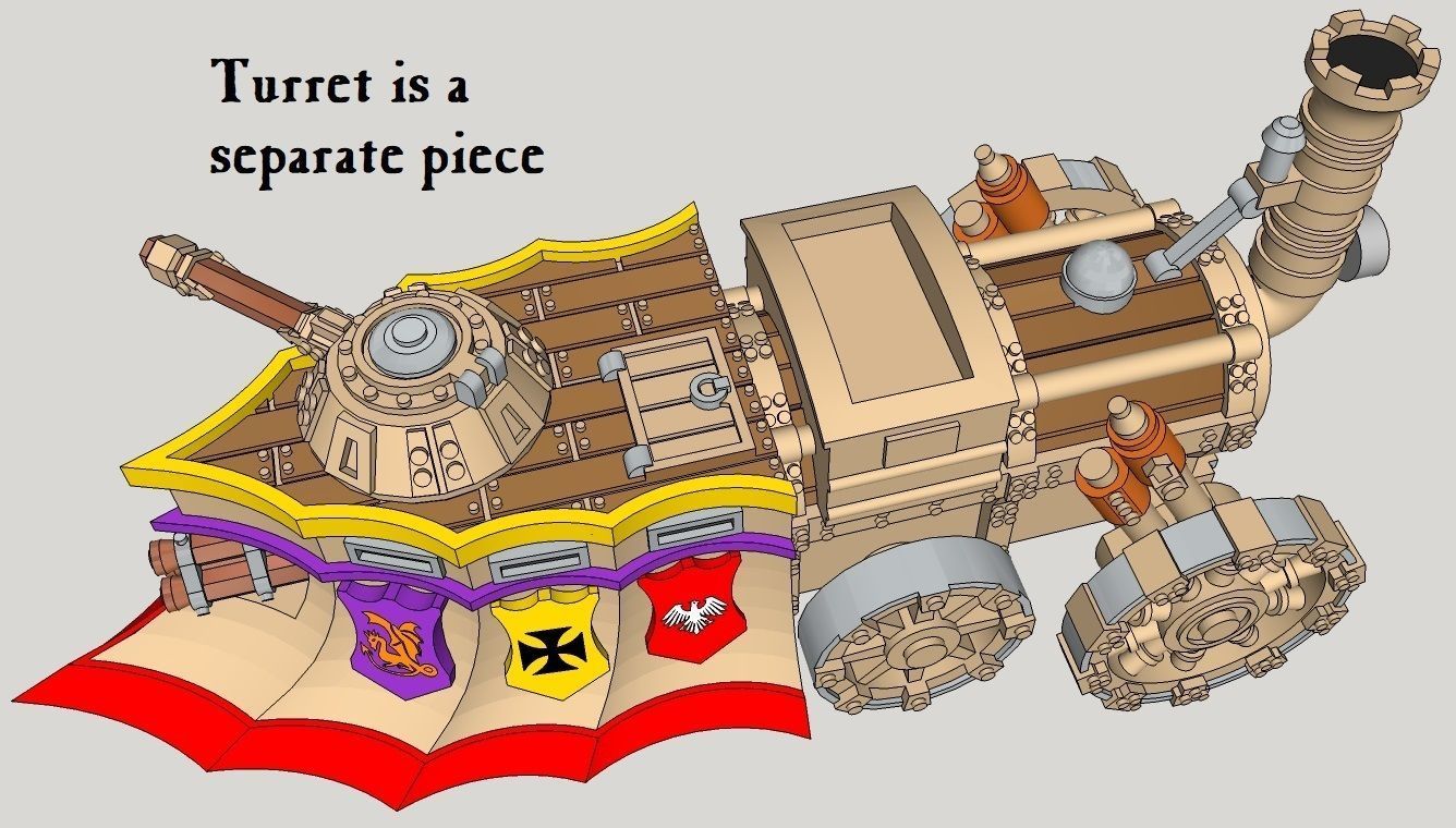 10mm Imperious Heavy Tri-Gun Steam-Tank 3D print model_4