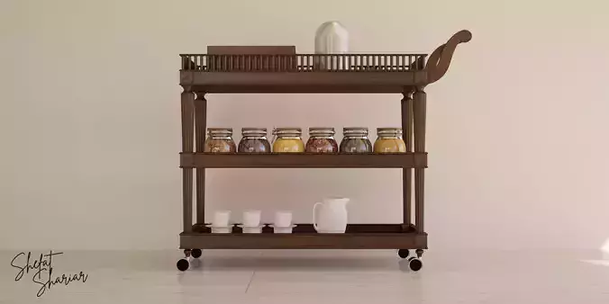 Wooden Serving Trolley  3D model