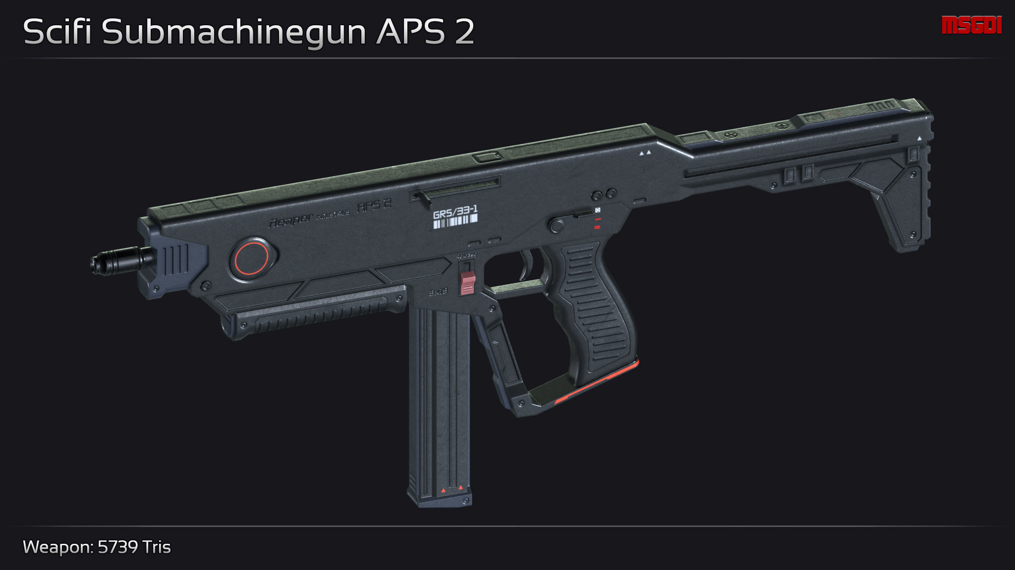 Scifi Submachinegun APS 2 Low-poly 3D model_1