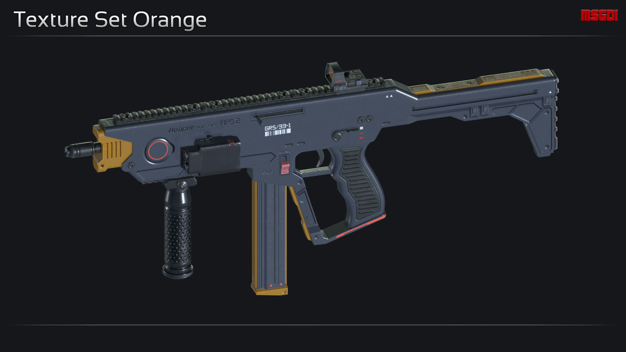 Scifi Submachinegun APS 2 Low-poly 3D model_12
