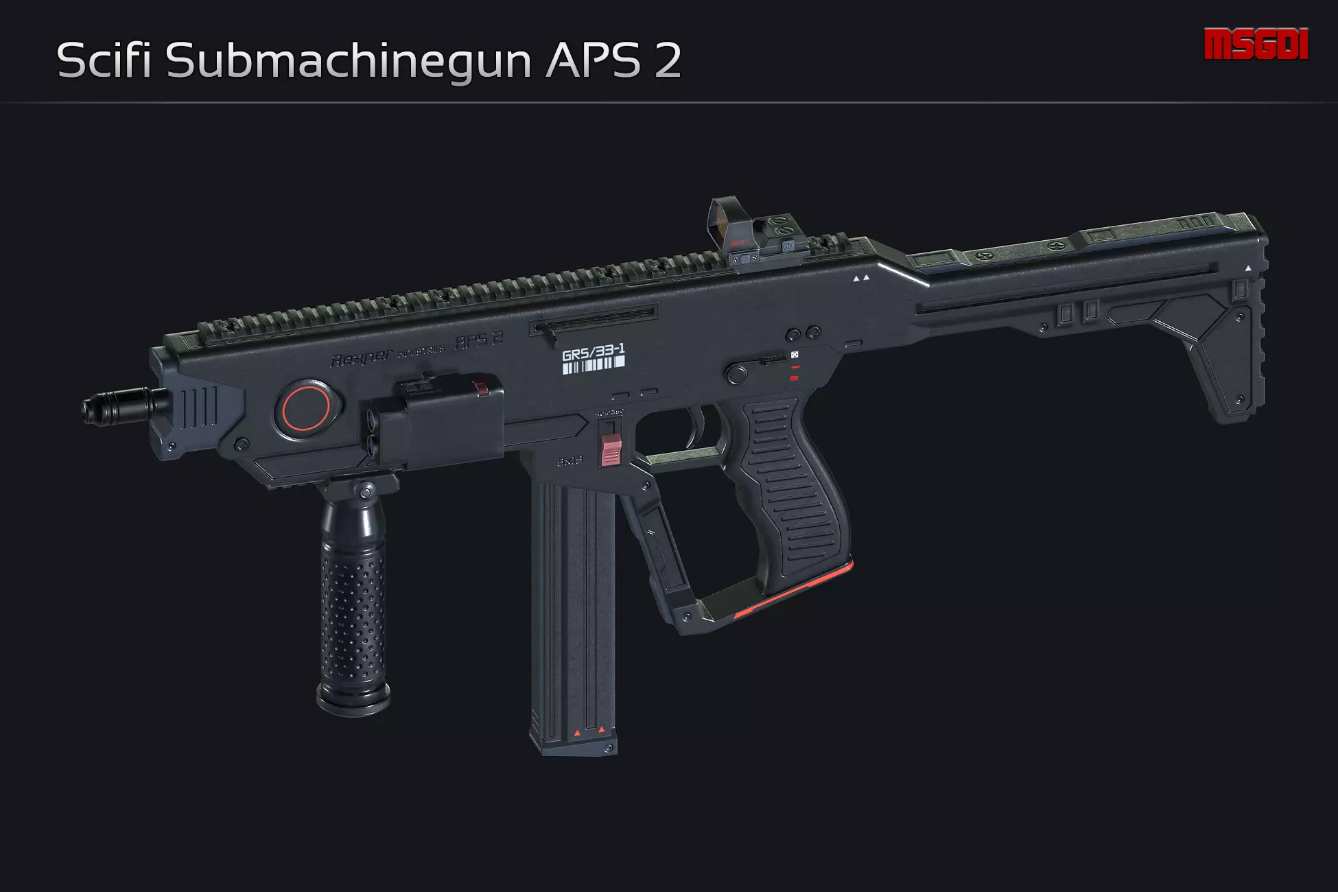 Scifi Submachinegun APS 2 Low-poly 3D model_0
