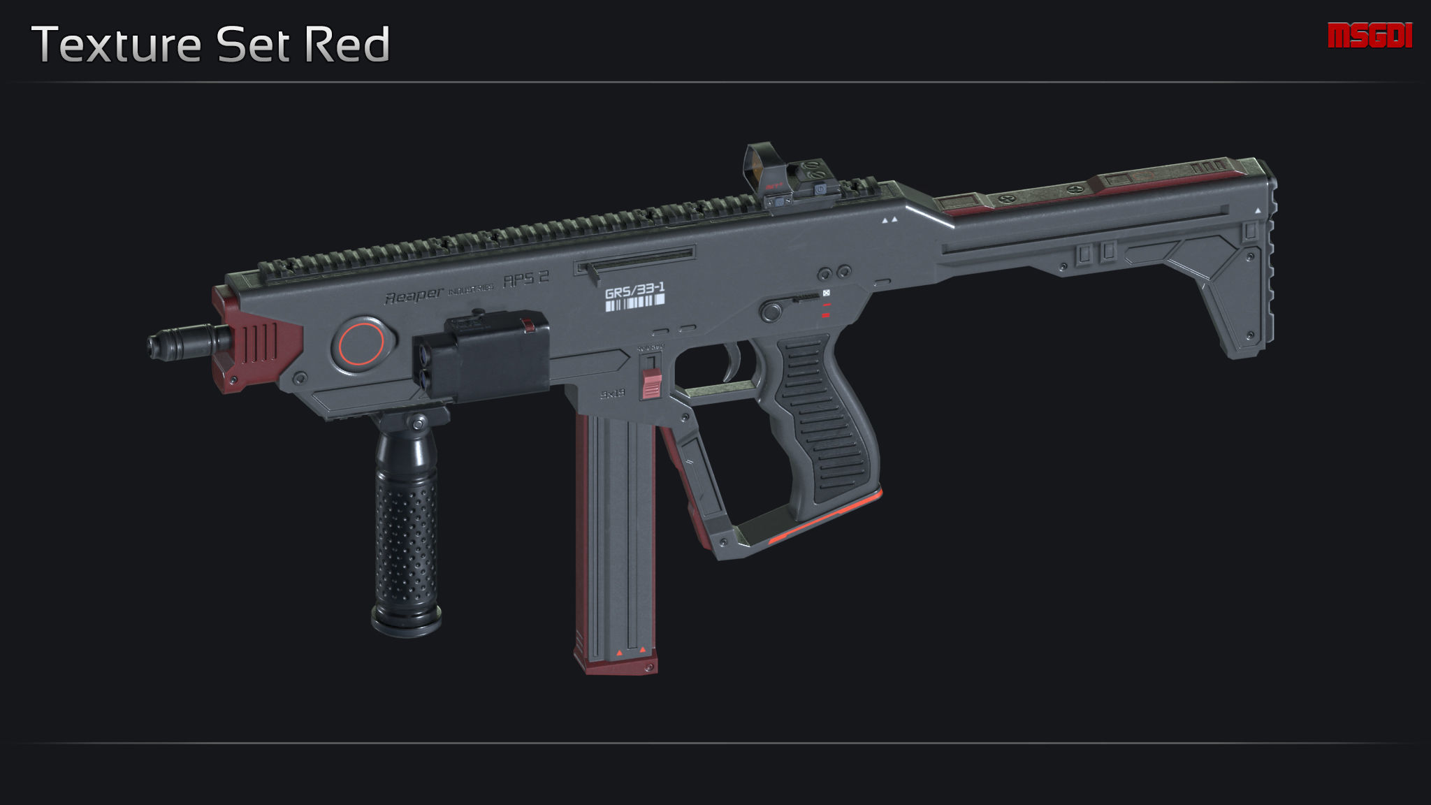 Scifi Submachinegun APS 2 Low-poly 3D model_13