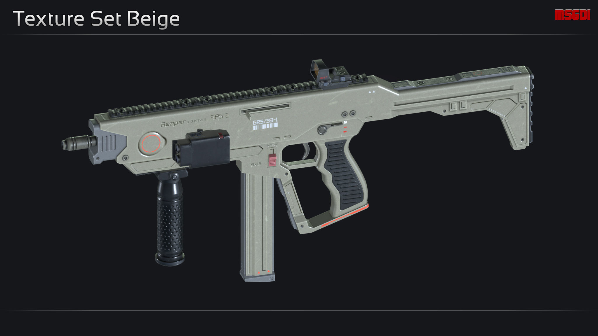 Scifi Submachinegun APS 2 Low-poly 3D model_11