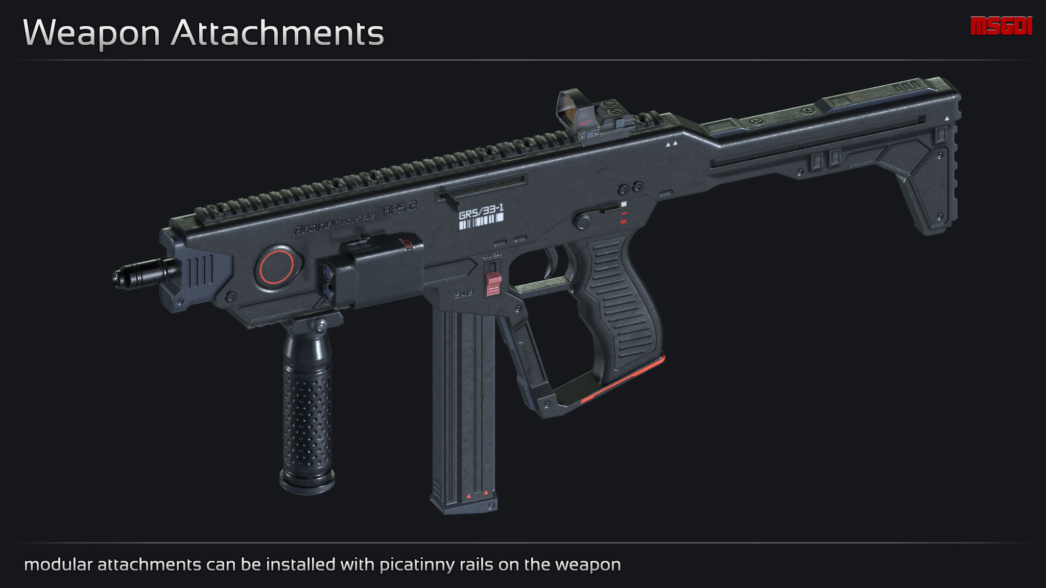 Scifi Submachinegun APS 2 Low-poly 3D model_5