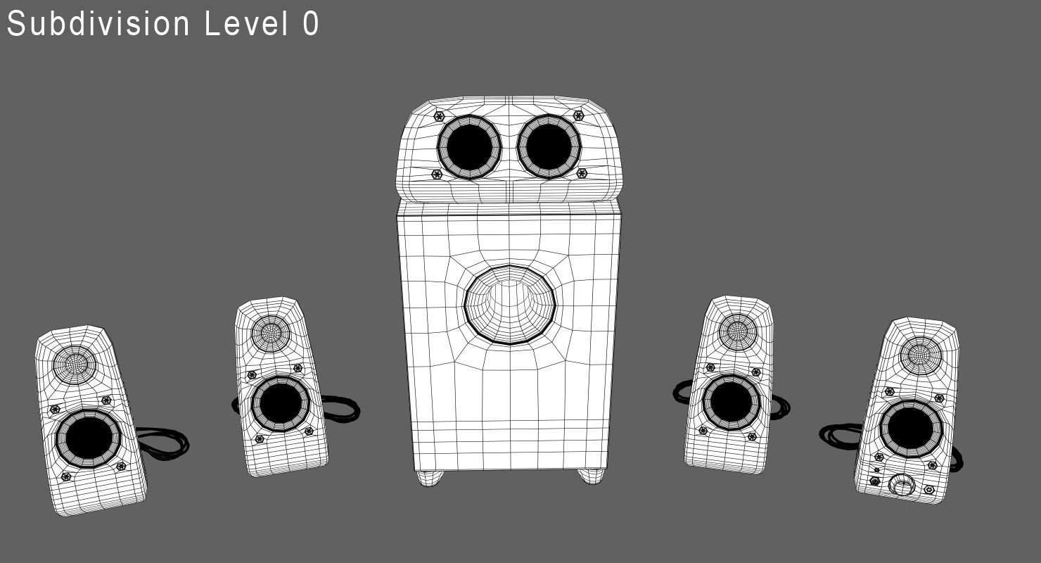 Speakers Z 506 PC Low-poly 3D model_6