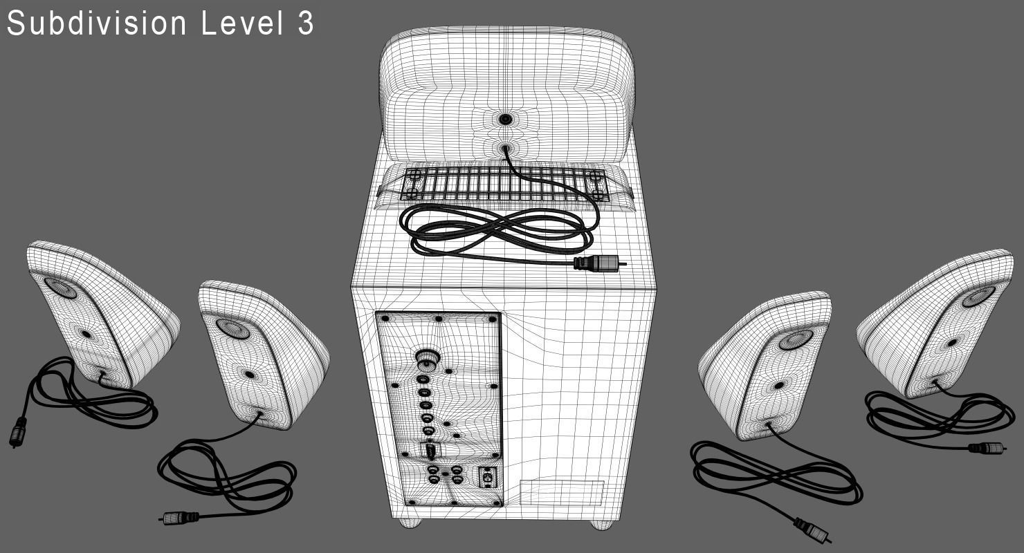 Speakers Z 506 PC Low-poly 3D model_11