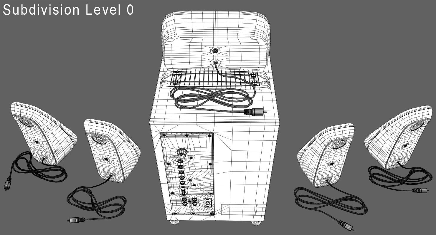 Speakers Z 506 PC Low-poly 3D model_10