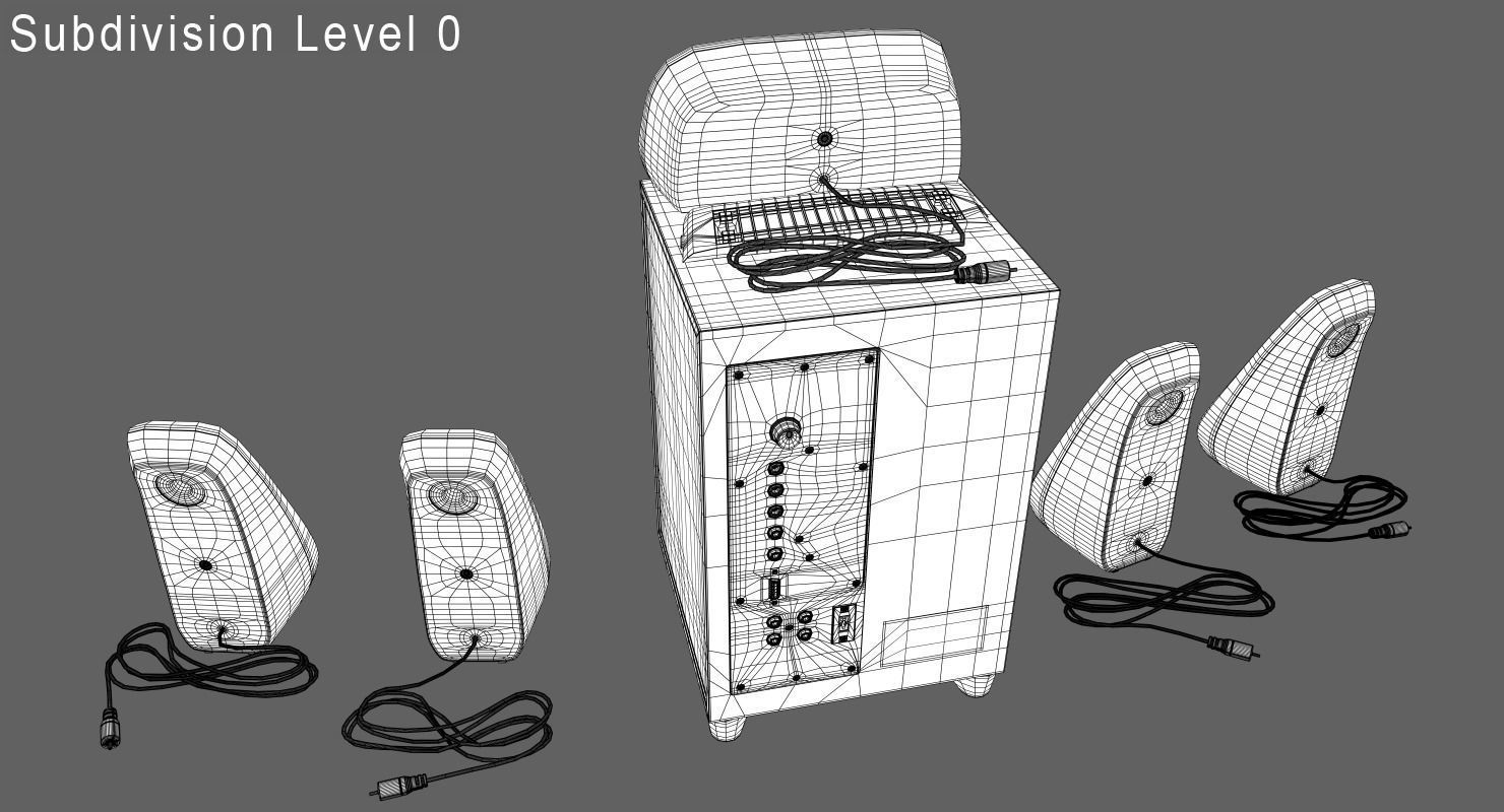 Speakers Z 506 PC Low-poly 3D model_8