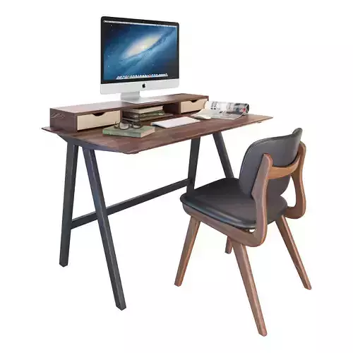 Workplace 4 computer desk with chair and monitor