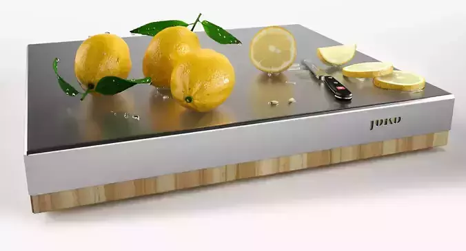 Lemons on chopping board