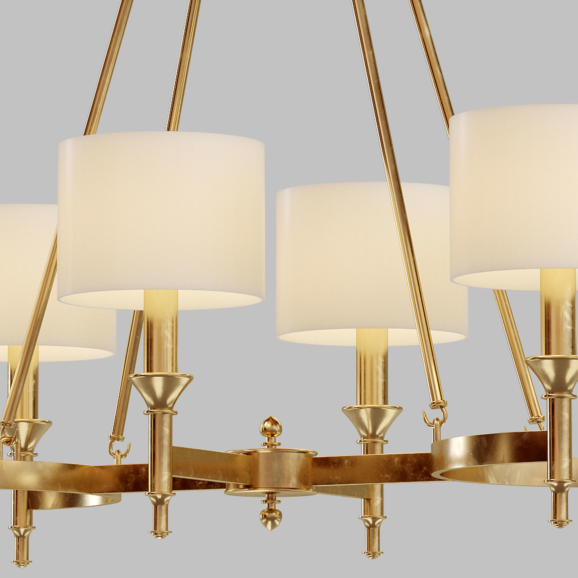 Light-14 brass chandelier with shades 3D model_1