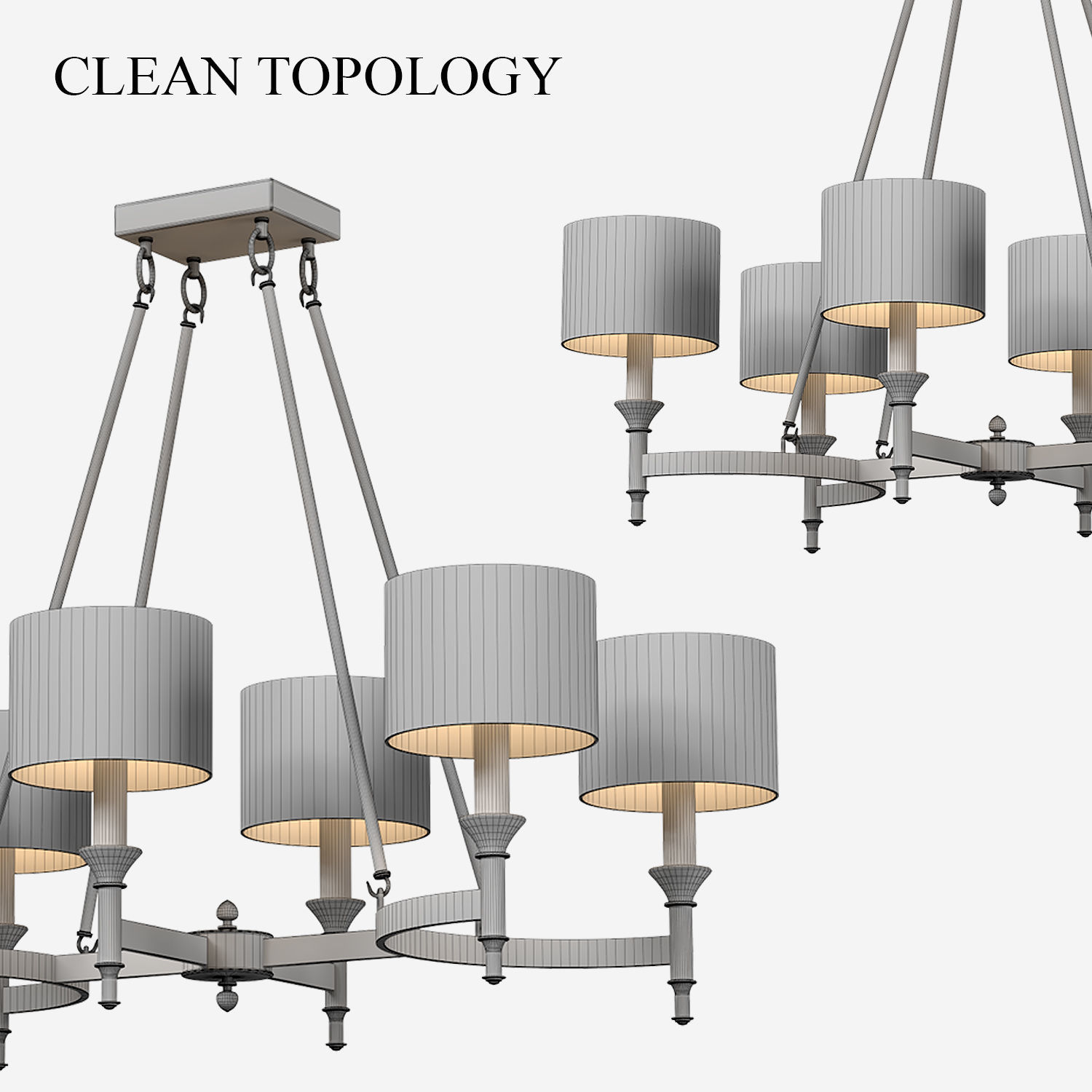 Light-14 brass chandelier with shades 3D model_3