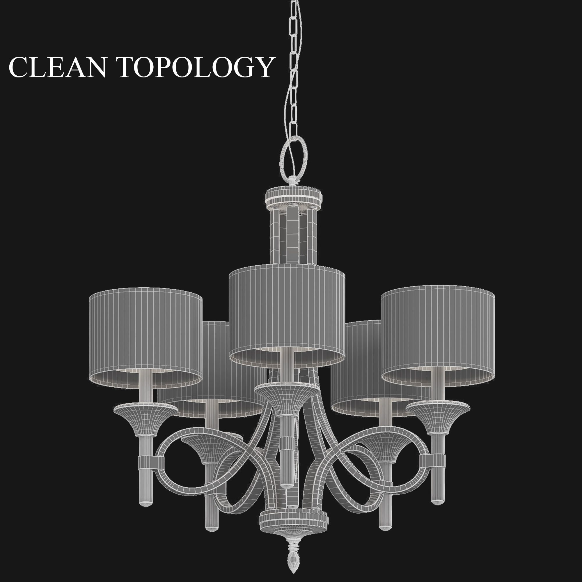 light-17 gold chandelier with four lamps 3D model_3