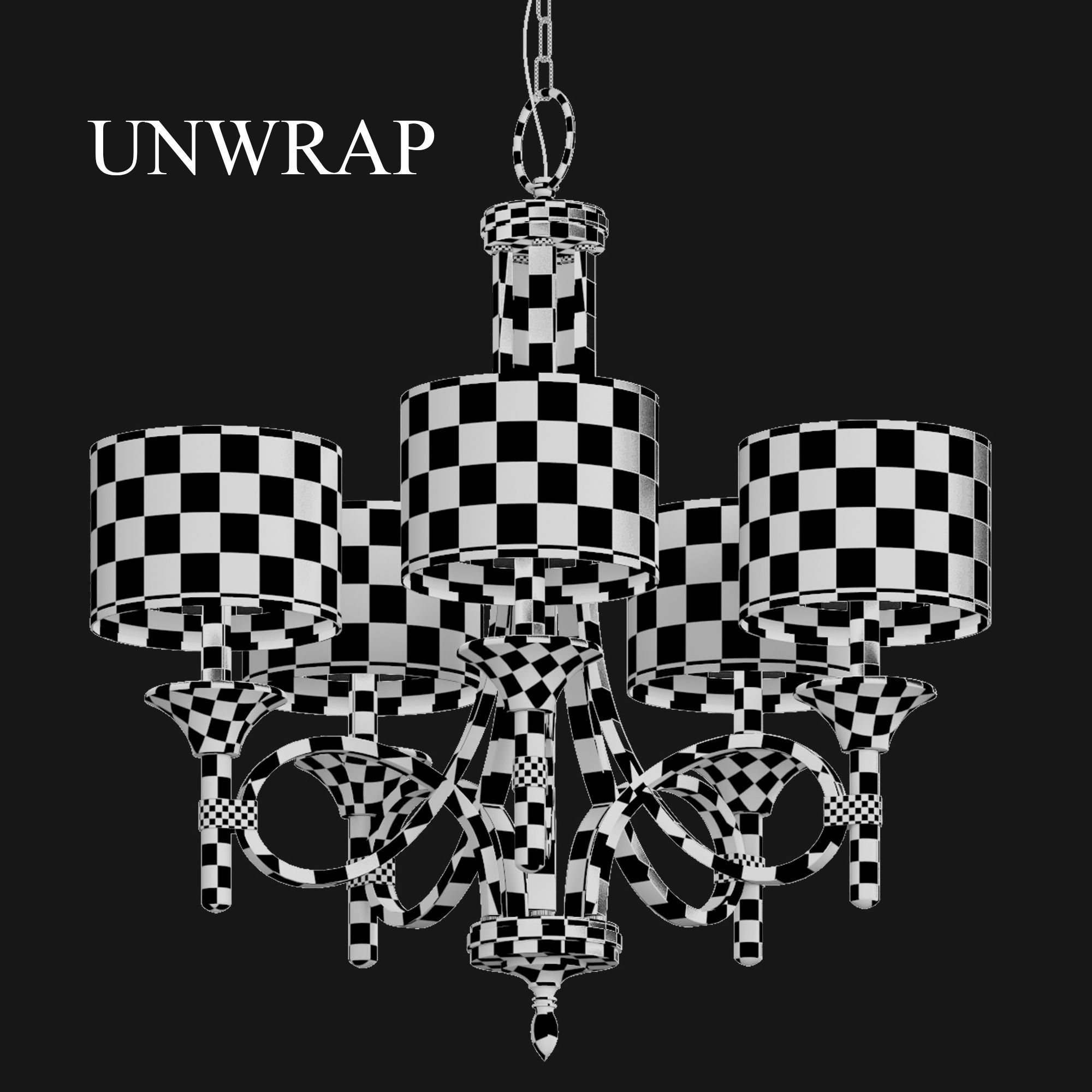 light-17 gold chandelier with four lamps 3D model_4