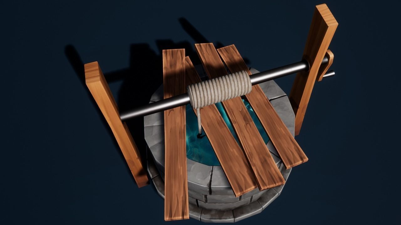 Medieval Well Stylized Low-poly 3D model_4