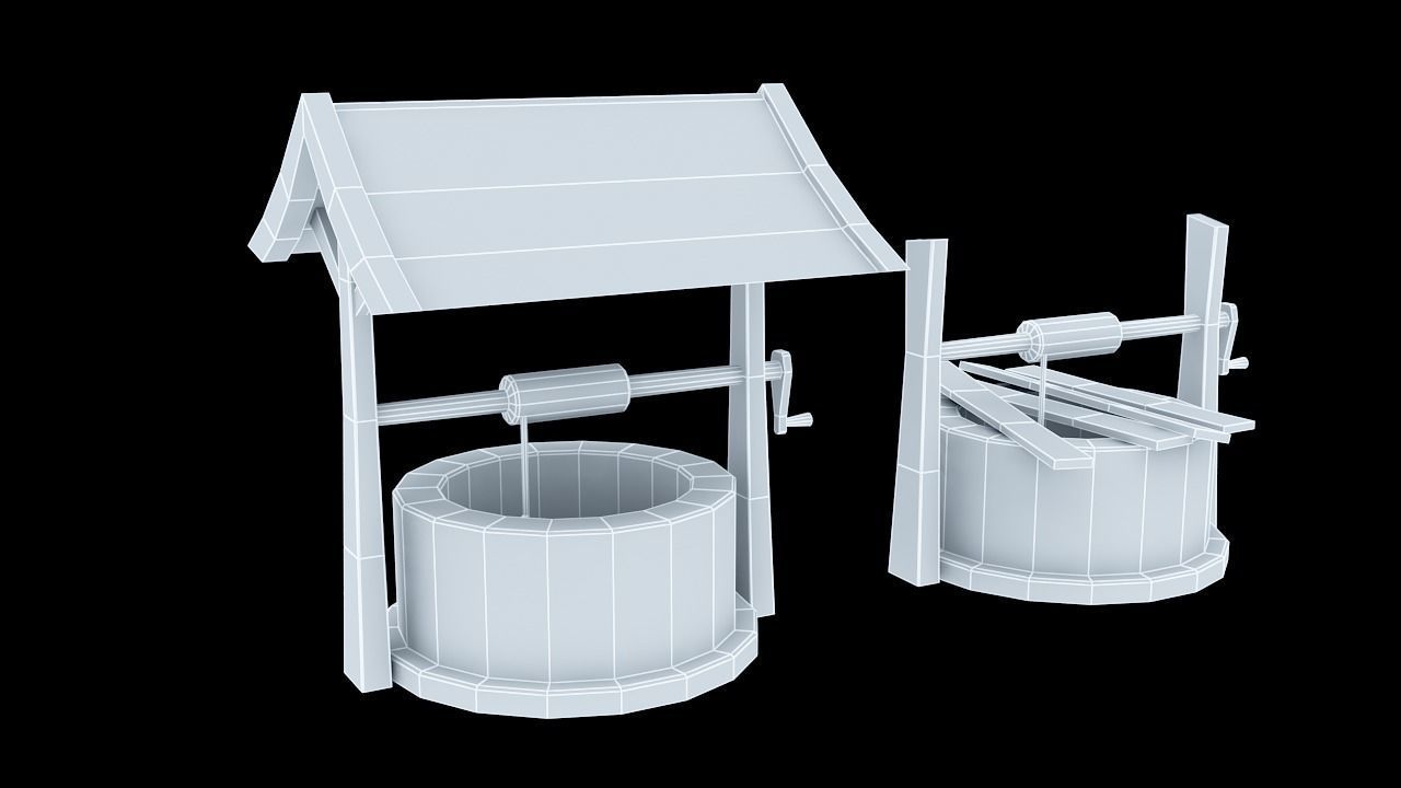 Medieval Well Stylized Low-poly 3D model_5