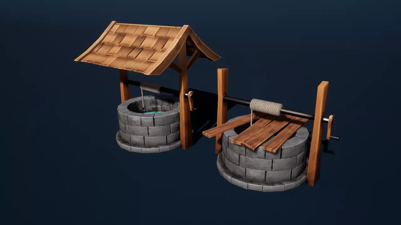Medieval Well Stylized Low-poly 3D model_0
