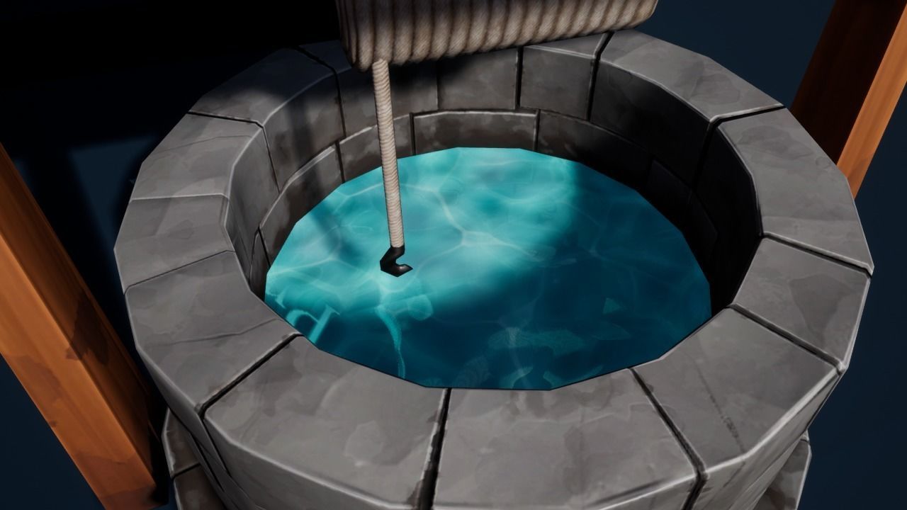 Medieval Well Stylized Low-poly 3D model_3