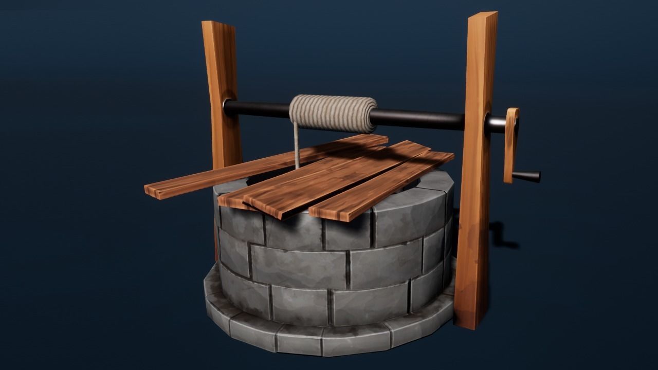 Medieval Well Stylized Low-poly 3D model_2