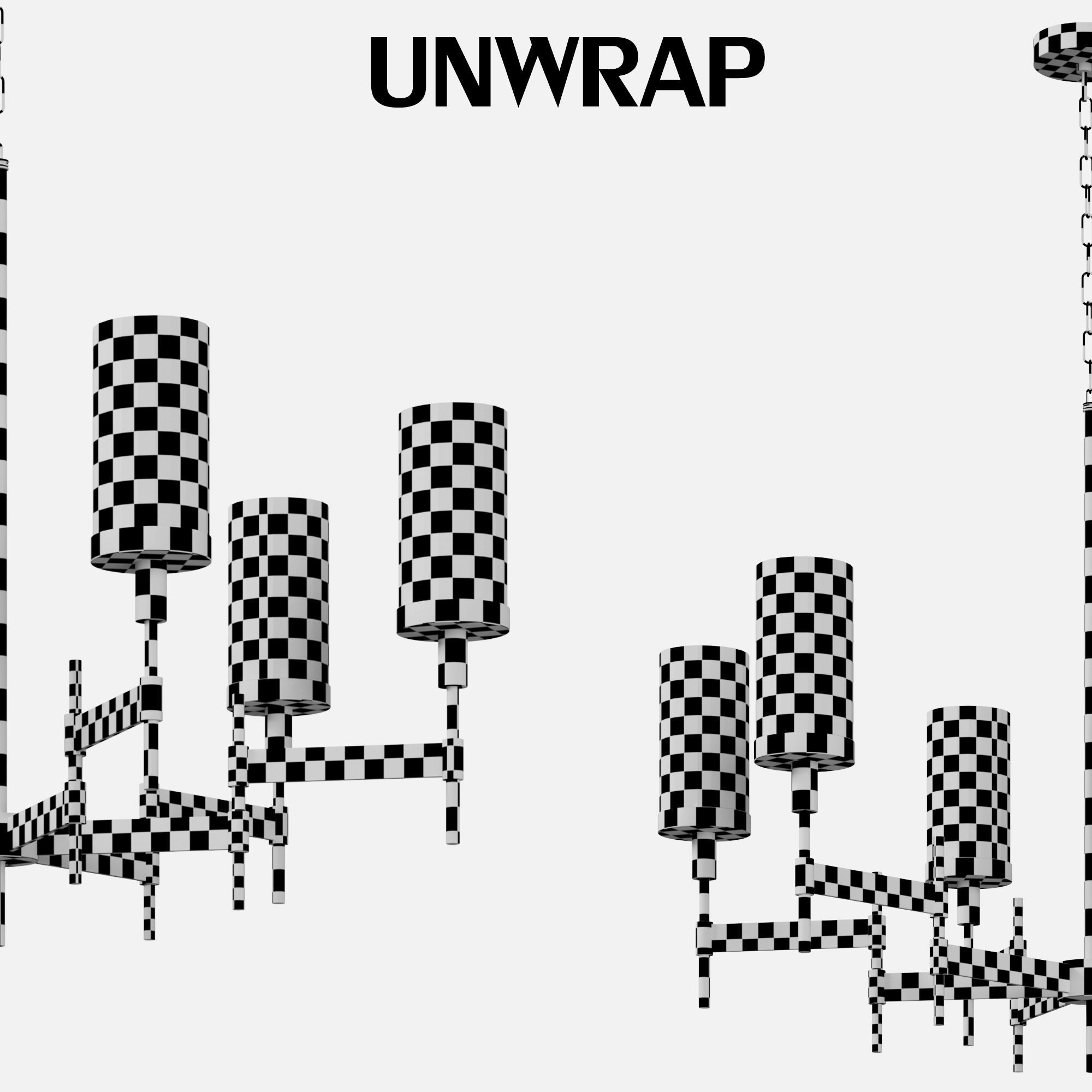 light-19 brass chandelier with four glass candle holders 3D model_4