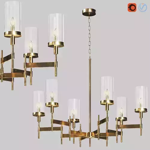light-19 brass chandelier with four glass candle holders