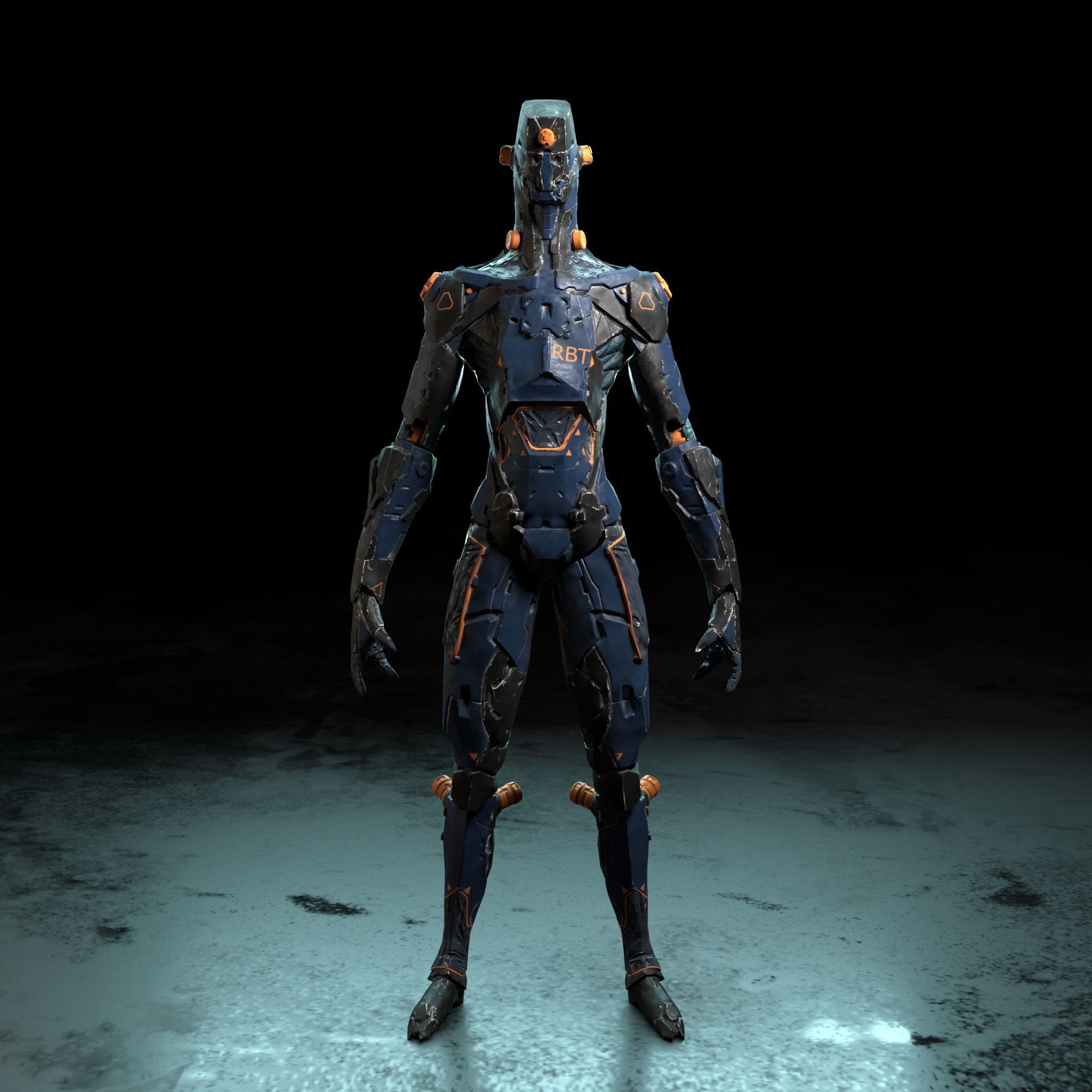 Robot RBT Low-poly 3D model_3