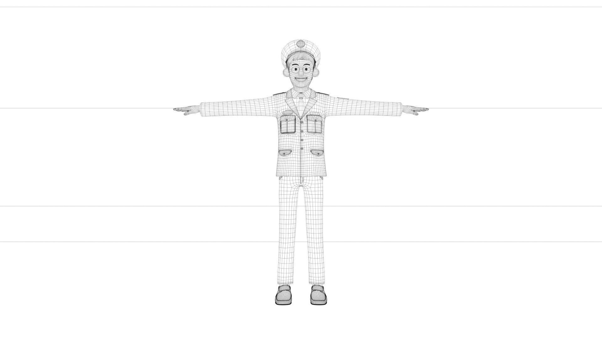 Airline Pilot captain Low-poly 3D model_2