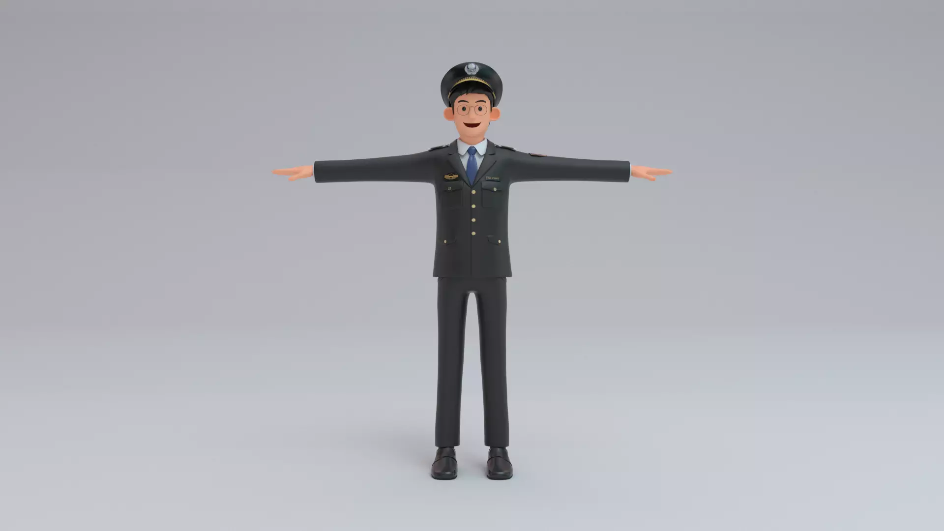 Airline Pilot captain Low-poly 3D model_0