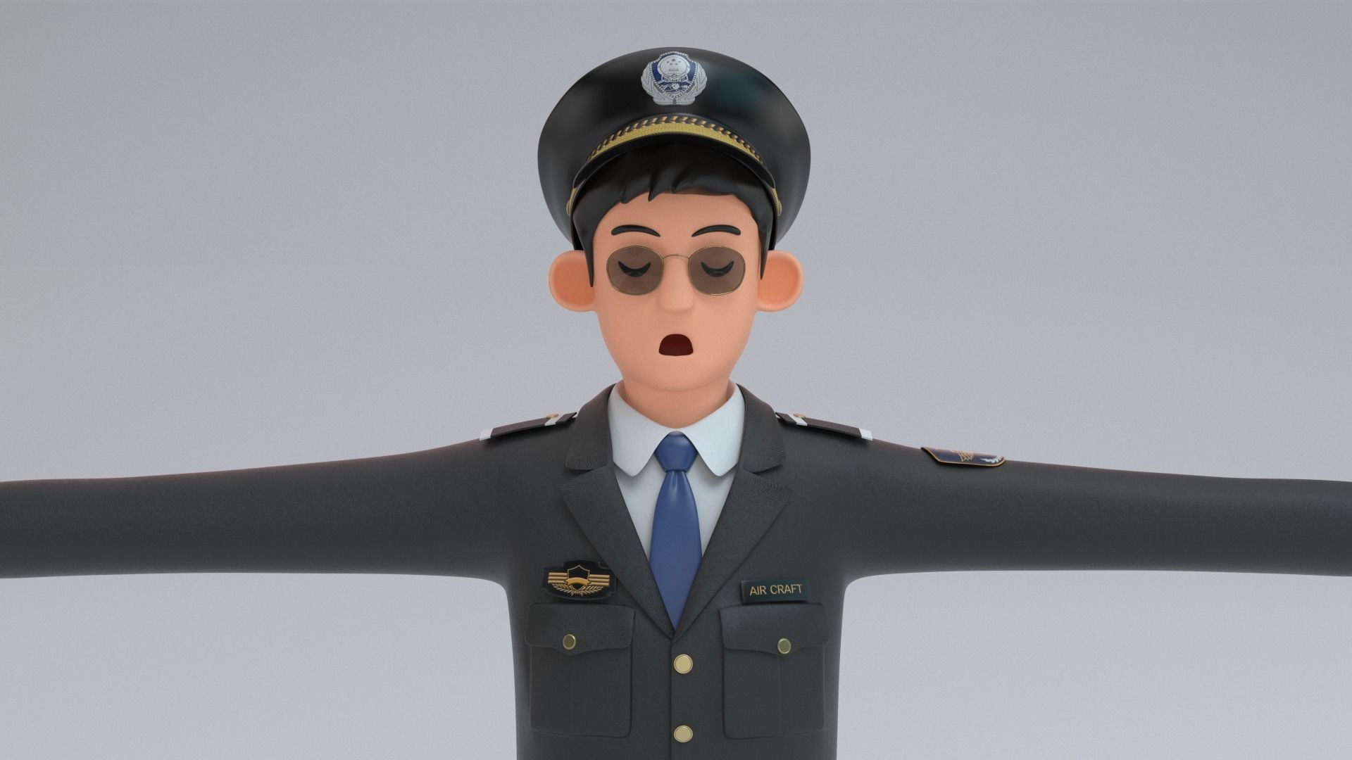 Airline Pilot captain Low-poly 3D model_9