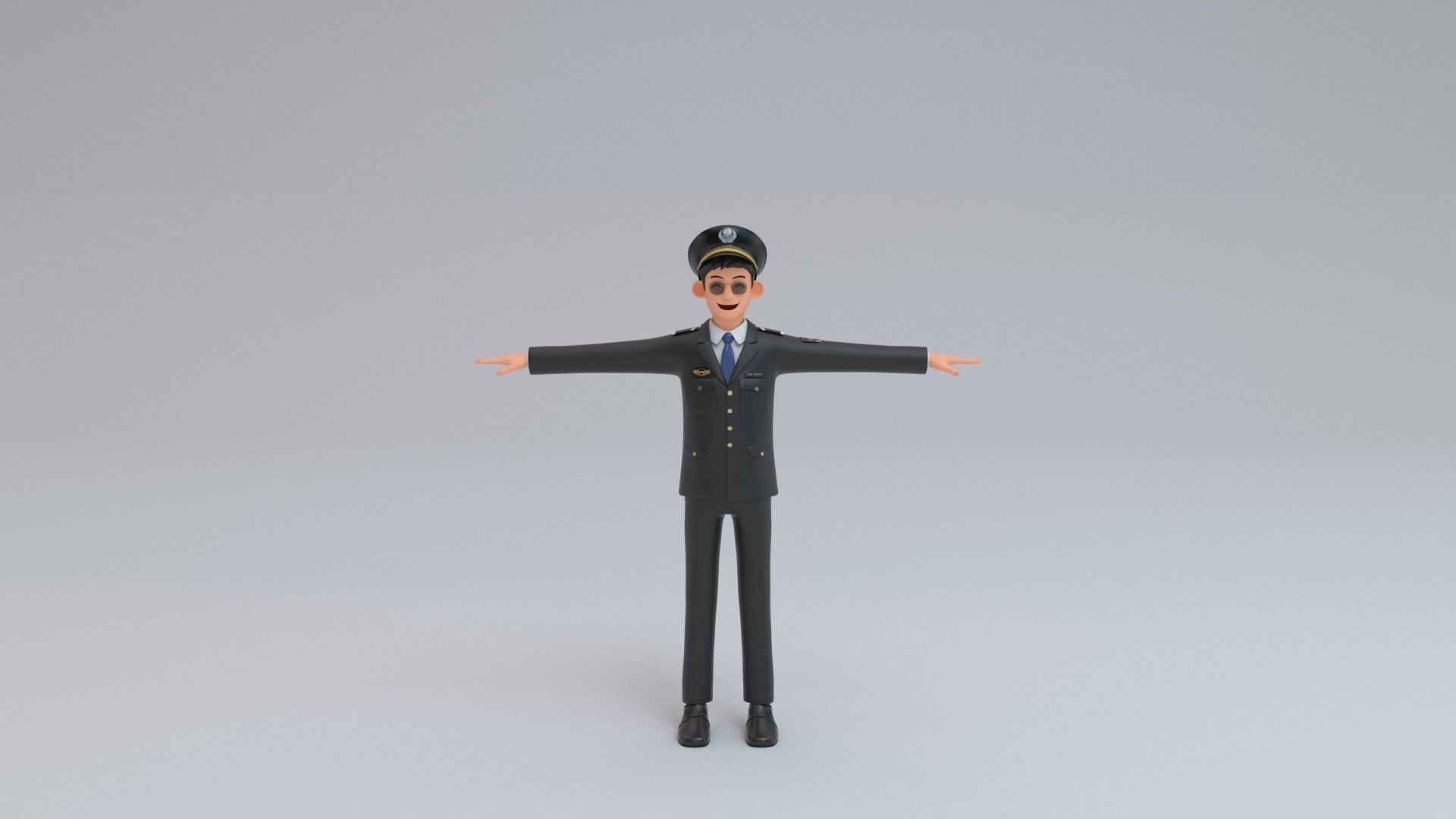 Airline Pilot captain Low-poly 3D model_12