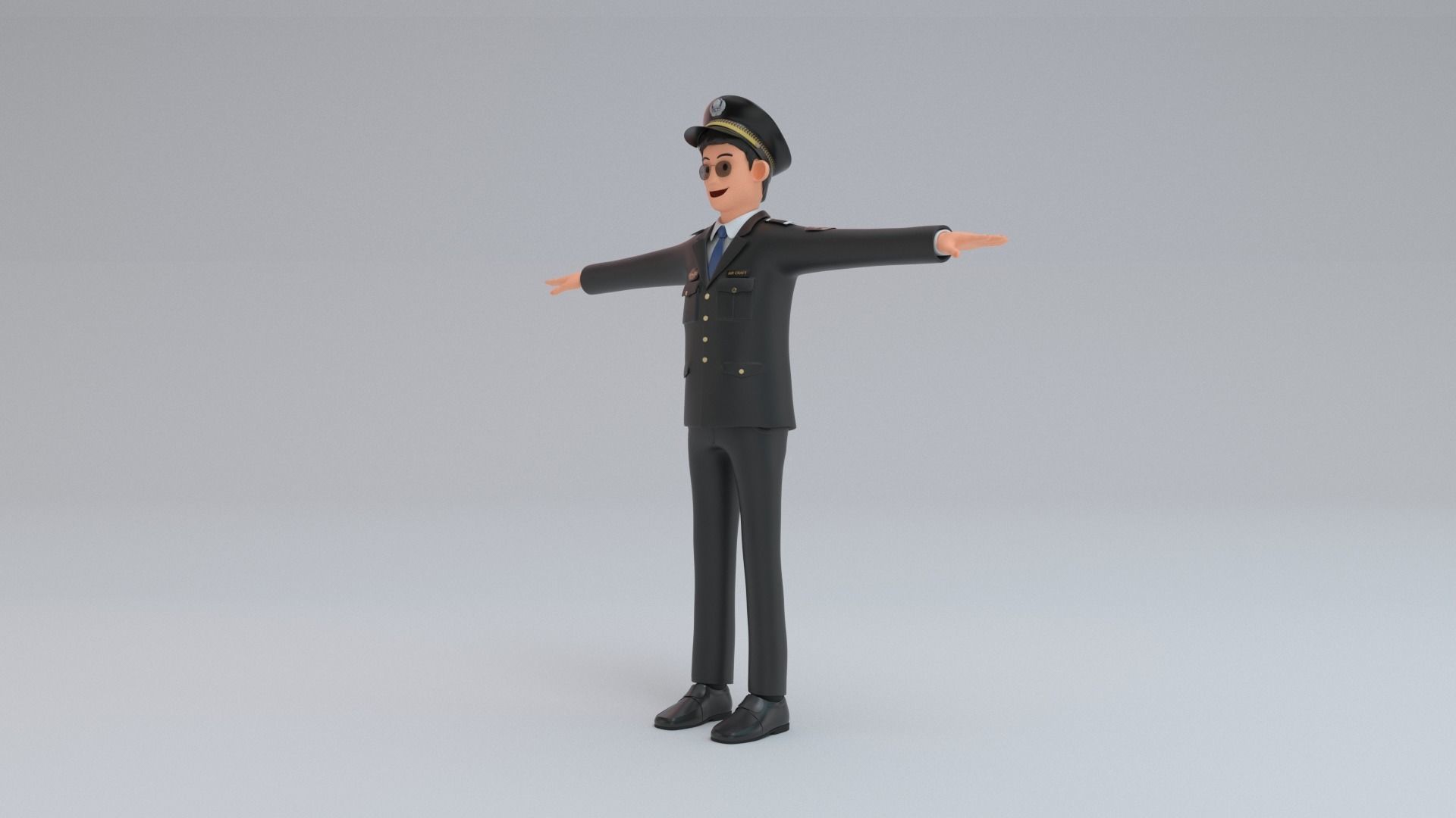 Airline Pilot captain Low-poly 3D model_3