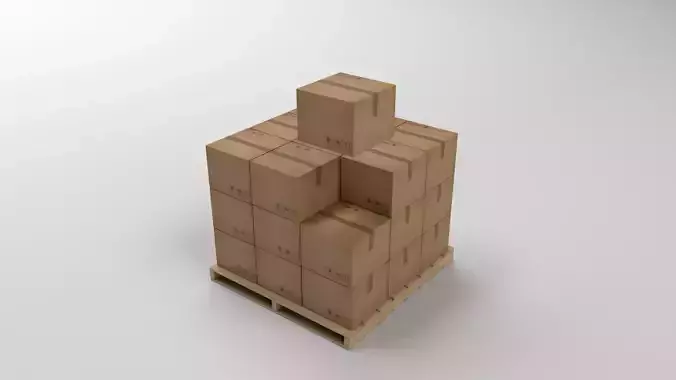 Box set stack of cardboard boxes on pallet