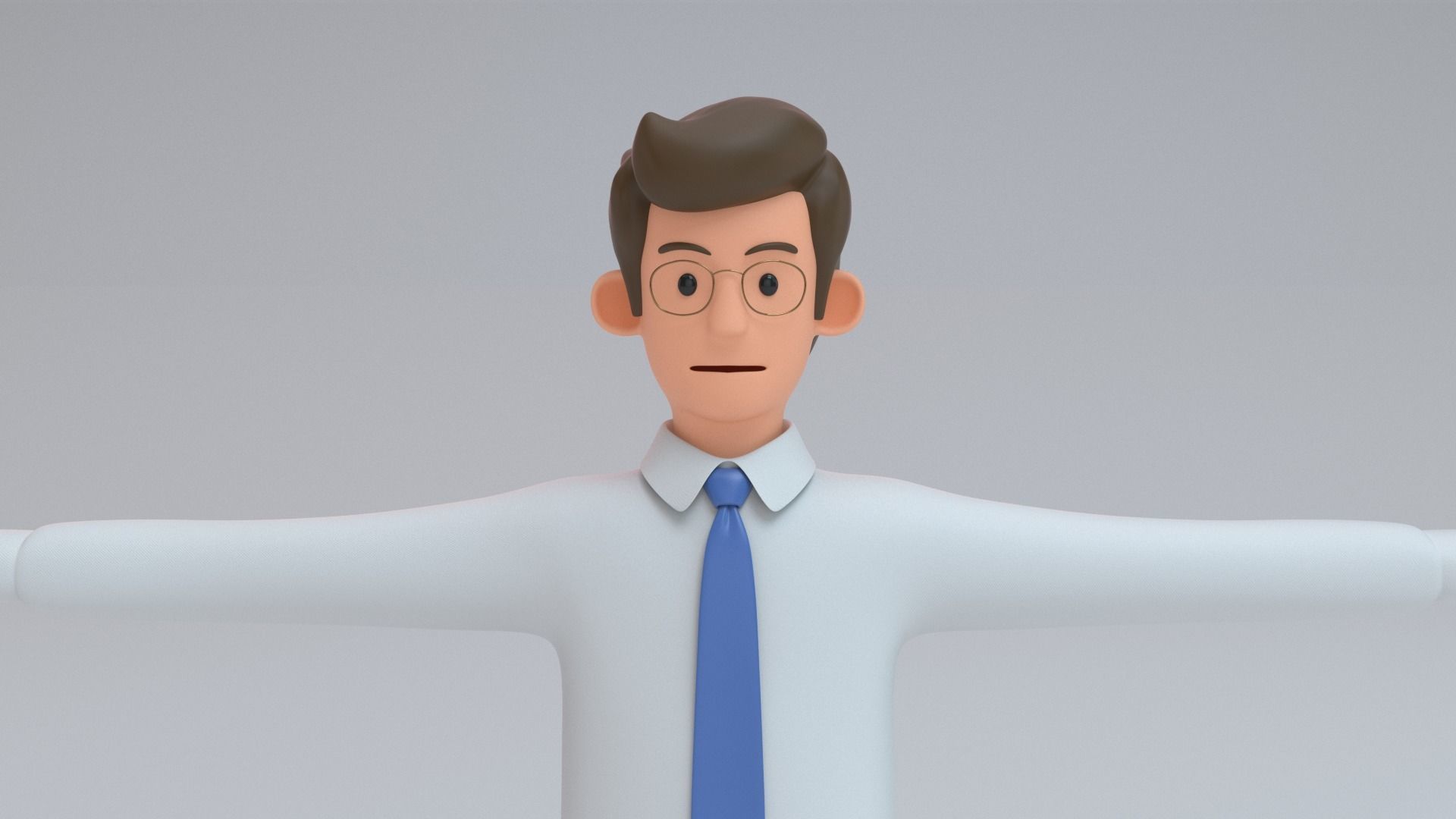 business man Low-poly 3D model_7