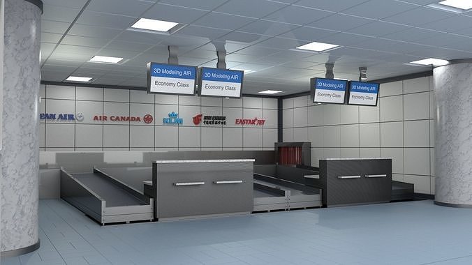 check-in counter Low-poly 3D model