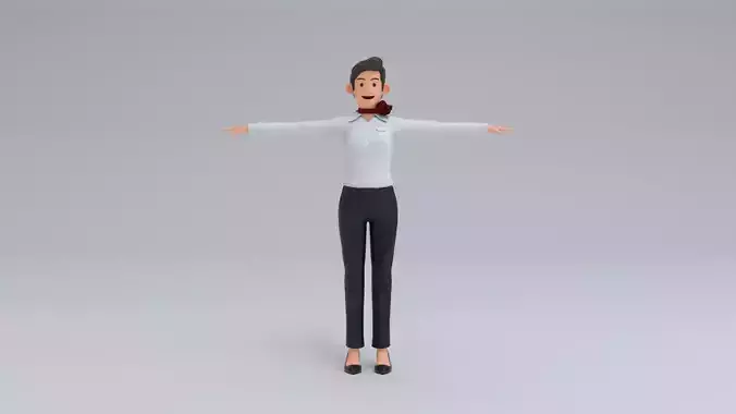 Stewardess cartoon woman