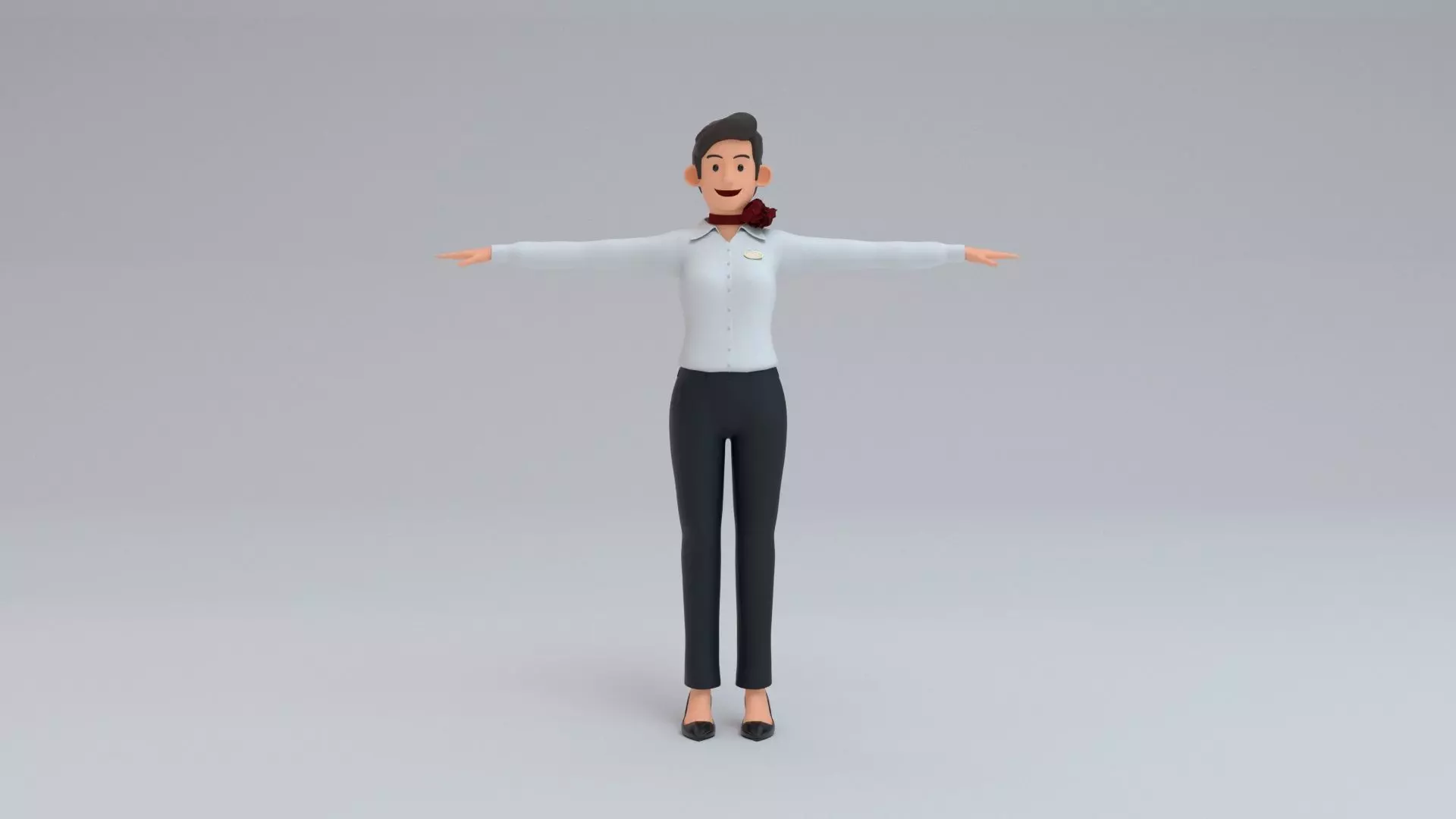 Stewardess cartoon woman Low-poly 3D model