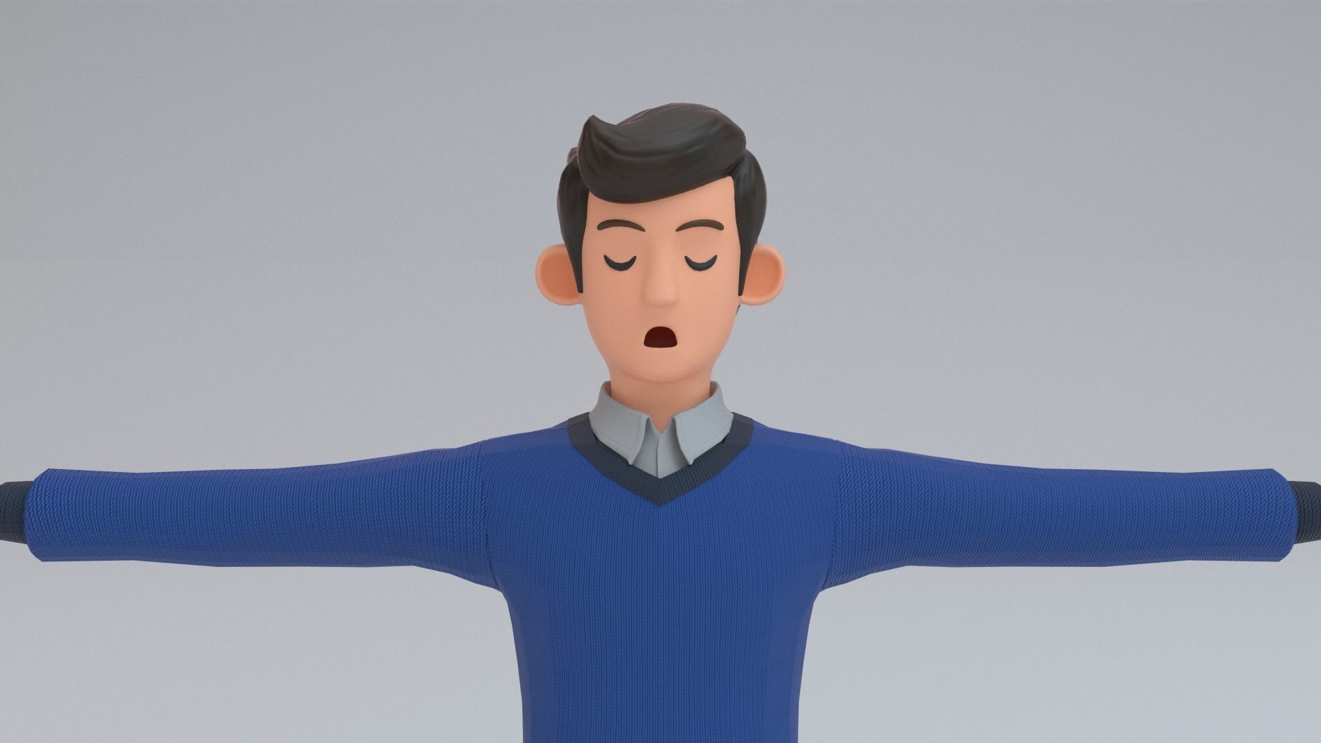 young man Low-poly 3D model_9