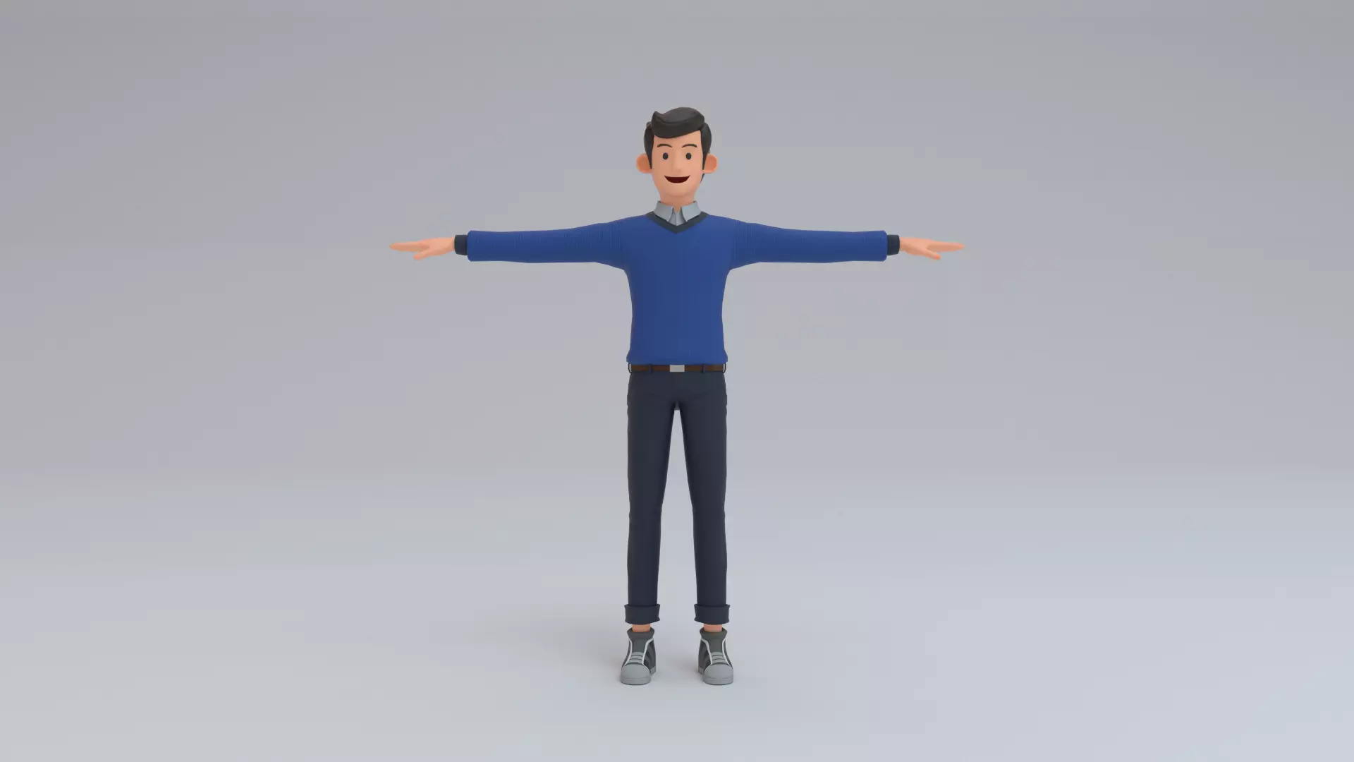 young man Low-poly 3D model_0