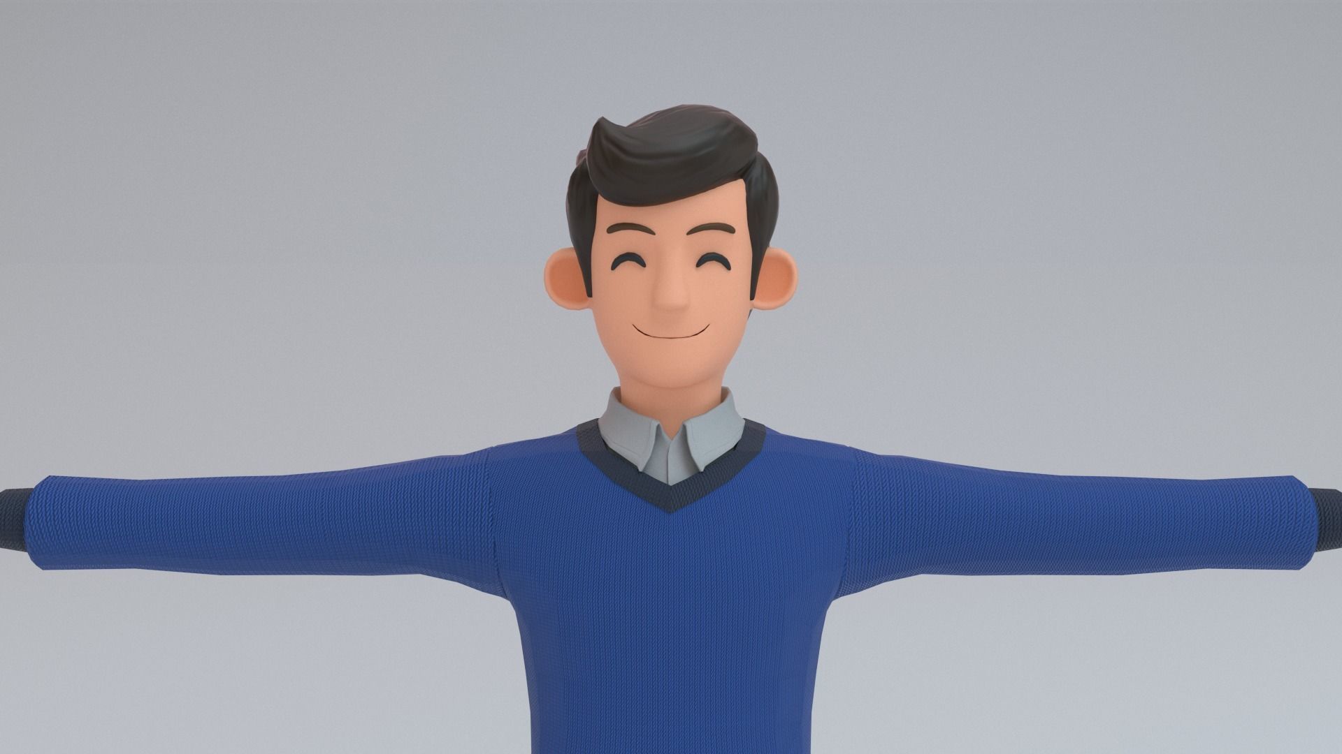 young man Low-poly 3D model_7