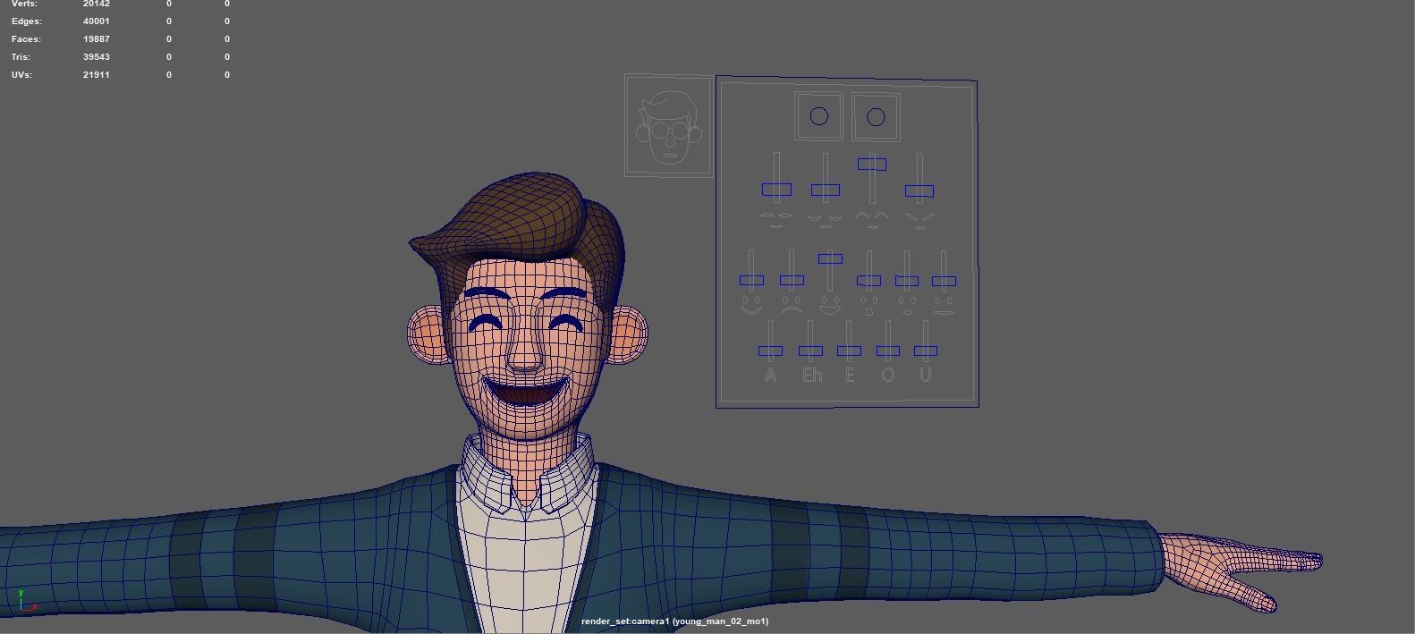 young man Low-poly 3D model_1