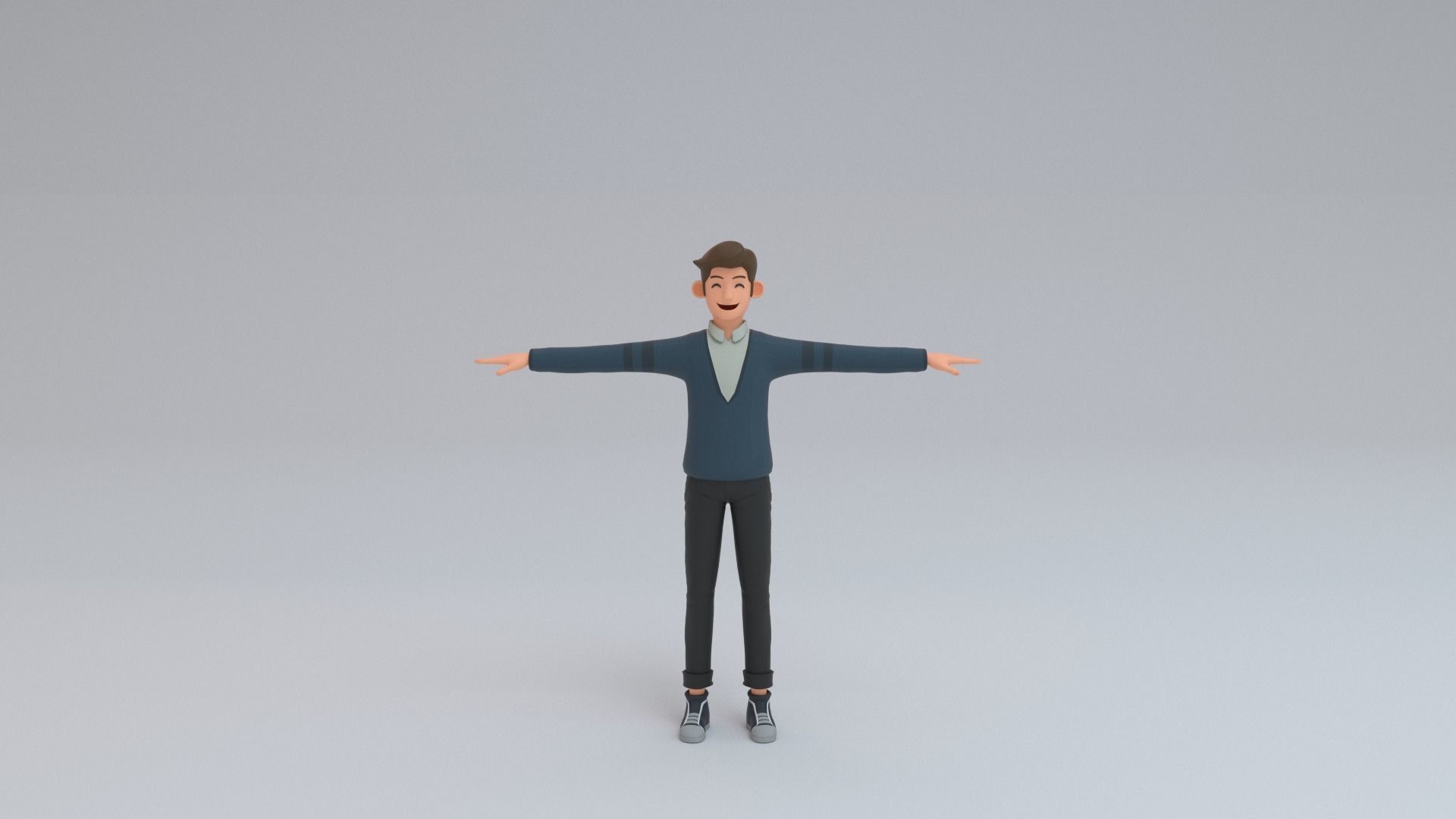 young man Low-poly 3D model_12