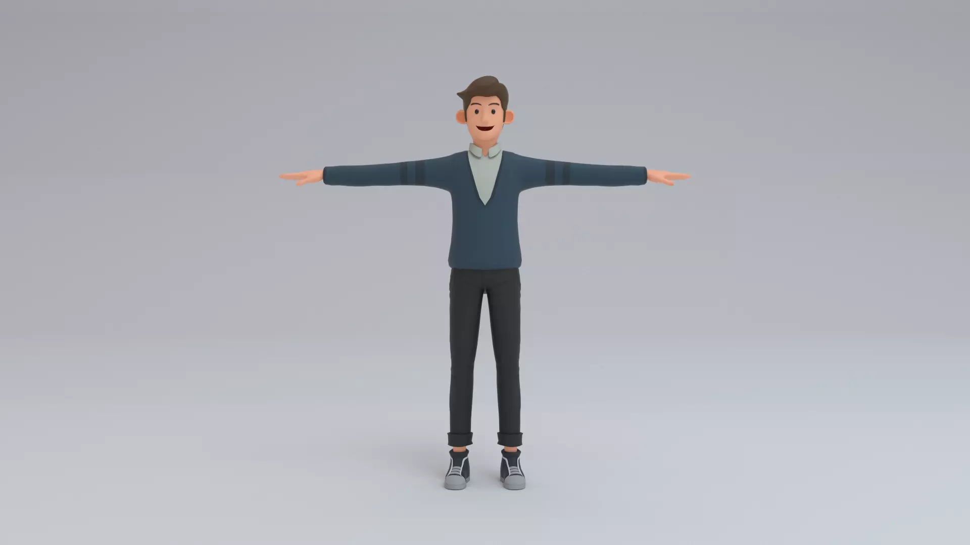 young man Low-poly 3D model_0