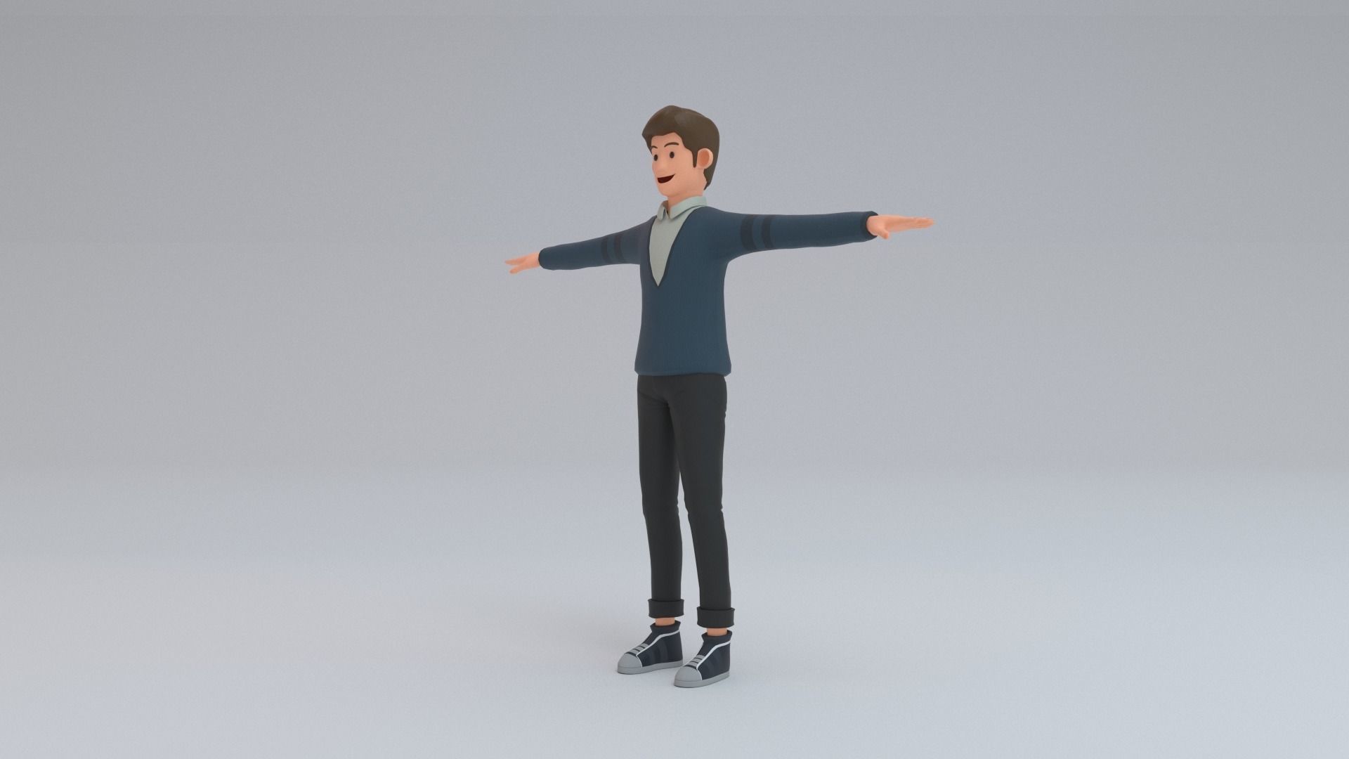 young man Low-poly 3D model_3