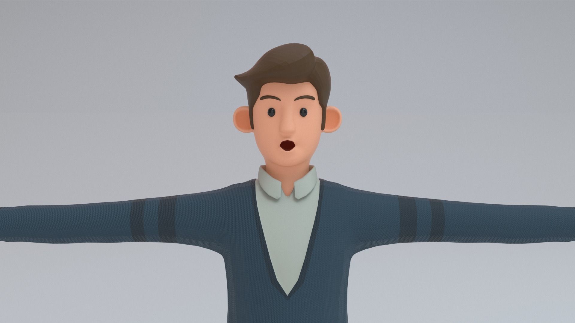 young man Low-poly 3D model_11