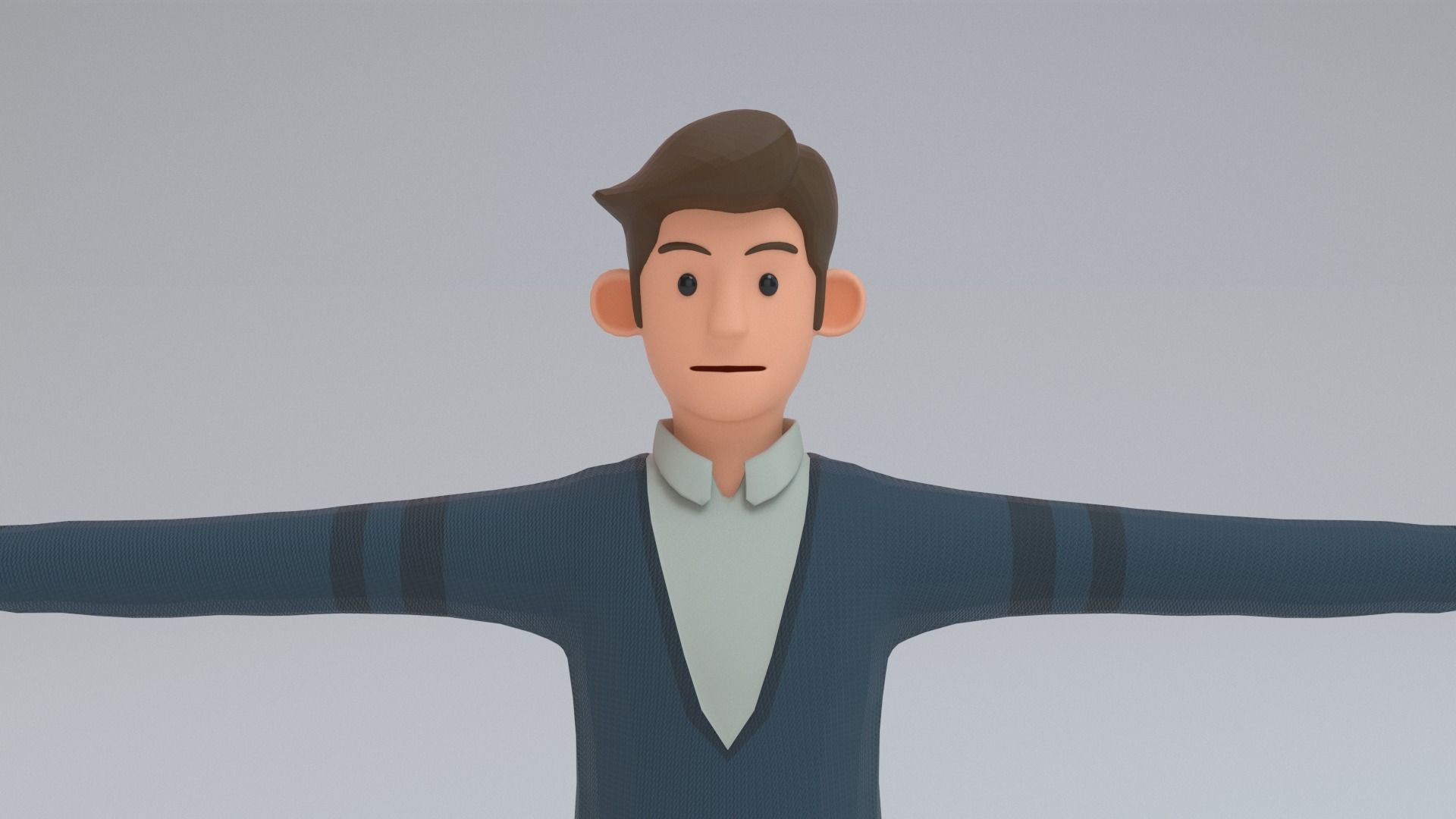 young man Low-poly 3D model_6