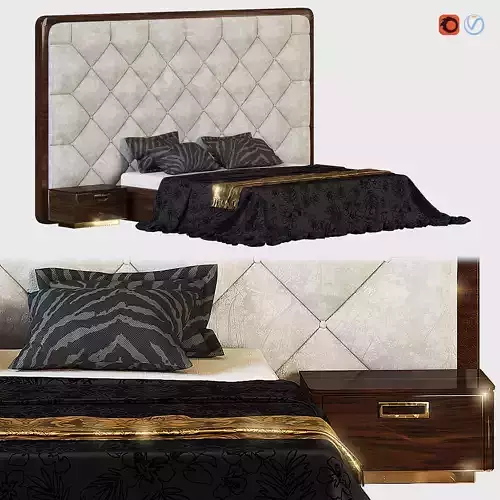 bed-set-06 king size bed with headboard and footboard 3D model