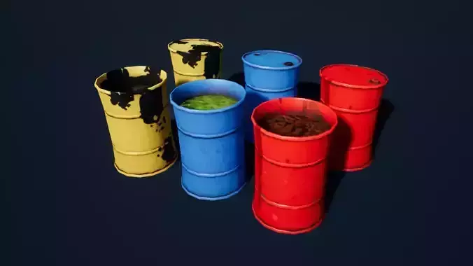 Stylized Oil Toxic Waste Barrel Low-poly 3D model